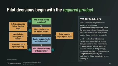 Basalt / Bloom: Pilot decisions begin with the required product. Slide 23 from the same deck.
